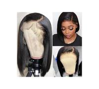 Perruque Naturel Perruque frontale en dentelle 4x4, cheveux humains brésiliens pré-épilés, coupe au carré Perruque Coupe(10inches)