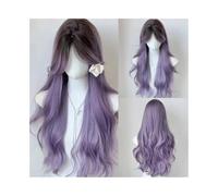 Perruque Naturel Perruque synthétique longue ondulée violette ombrée avec raie au milieu, duveteuse et résistante à la chaleur, idéale for une soirée au quotidien Perruque Coupe