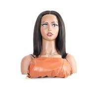 Perruque Naturel Perruques à porter et à emporter for femmes, cheveux humains raides de 20 à 35 cm, sans colle, dentelle 4×4 Perruque Coupe(12inches)