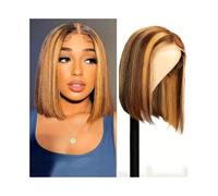 Perruque Naturel Perruques Bob Lace Front T Part Honey Blonde Cheveux Humains Courts Raides Bob Lace Front Perruques Cheveux Humains 180 Densité Perruque Coupe(10inches)