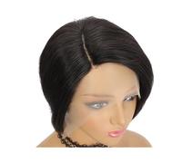 Perruque Naturel Perruques courtes coupe Pixie cheveux humains 13x4x1 partie latérale Bob Lace Front perruques de cheveux humains for femmes cheveux raides Remy T Part Perruque Coupe(6inches)