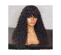 Perruque Naturel Perruques de cheveux humains ondulés avec frange, perruque à frange sans colle, perruque entièrement fabriquée à la machine Perruque Coupe(30inches)
