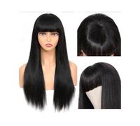Perruque Naturel Perruques en cheveux humains avec frange, 45 à 91 cm, lisses, sans dentelle, for femmes Perruque Coupe(32inches)