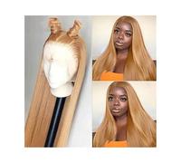 Perruque Naturel Perruques en cheveux humains blond miel #27, perruques frontales en dentelle HD 13x6, perruques droites en cheveux humains Perruque Coupe(26inches)