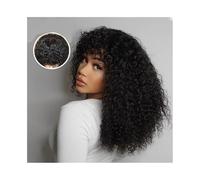 Perruque Naturel Perruques frisées crépues 100% naturelles for femmes, perruques ondulées sans colle avec frange Perruque Coupe(26inches)