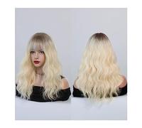Perruque Naturel Perruques rouge foncé for femmes perruque ondulée bordeaux avec frange perruque rouge ombrée synthétique colorée for la fête quotidienne Perruque Coupe(Ombre Platinum Blond)
