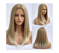 Perruque Naturel Perruques synthétiques blondes moyennes quotidiennes for femmes cheveux raides naturels résistants à la chaleur fibre féminine Cosplay perruque colorée Perruque Coupe