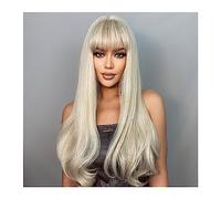 Perruque Naturel Perruques synthétiques Cosplay blond cendré clair avec frange longue vague lâche perruque de cheveux Lolita for femmes blanches naturel quotidien résistant à la chaleur Perruque Coupe