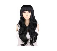 Perruque Naturelle Longue Ondulée Pour Femme, Cheveux Synthétiques Noirs, Marron Clair, Gris, Pour Cosplay (Noir, 28 Pouces)