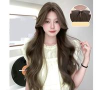 Perruque Naturelle Noire Avec Frange, Cheveux Longs Et Lisses, Nouveau Produit Pour Femme, Petite Dentelle Sur Le Front, Grosses Vagues, Marron Froid