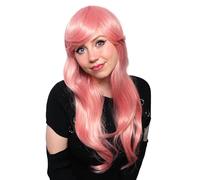 Perruque néon rose - 20" de longs cheveux ondulés pour fête costumée - Déguisements cosplay - Perruque de déguisement, fêtes déguisées - Accessoires de déguisements - Cerf - Poule - Par TRIXES