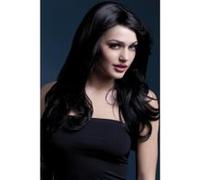 Smiffys Perruque Nicole collection Fever, noir, légèrement ondulé avec raie sur le côté, 66cm / 26in