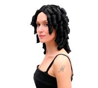 Perruque Noir Moyen Âge Caraïbes Pirate Baroque Boucles 40 CM 6006A-1B Perruque