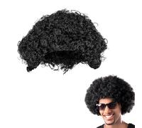 Perruque Noire Afro Funky 70’s Unisexe, Cheveux synthétiques bouclés, idéale pour Carnaval, Halloween, soirées à thème, Costume rétro Disco, Taille Unique, Confortable et ventilée