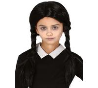Perruque Noire Avec Couettes Fille Noir