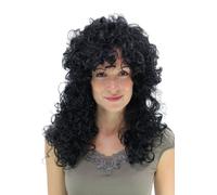 Perruque noire, avec de superbes boucles, style Latina, Carnava de Rio, idéal pour Carnaval. PW0032-P103
