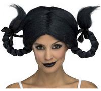 Perruque Noire Avec Des Tresses Multicolore