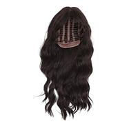 Perruque Noire avec Frange, Perruque Longue Bouclée pour Femme, Perruques Synthétiques à la Mode pour Cosplay, Fête, 66 Cm, Fibre Synthétique Noire Haute Température pour Fille,