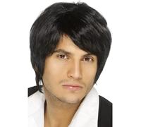 Perruque Noire Courte Pour Homme, Perruque De Star Pop, Perruque Droite Noire