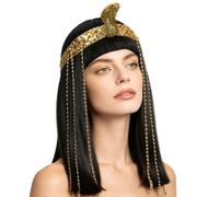 Perruque noire égyptienne Halloween Reine Égyptienne Accessoires de | Perruque Longue Noire à Frange pour de Rôle Pour Femmes Amies Carnaval Bal Masqué Fête Thème Spectacle Scèn