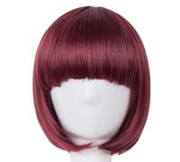 Perruque noire en fibre synthétique résistante à la chaleur Fei-Show à cheveux courts avec frange plate, perruque moderne pour cosplay, Halloween, carnaval, Bug, 12 pouces
