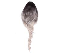 Perruque Noire et Beige dégradé, 65 Cm Lc202-2 Perruques Longues Ondulées Beige dégradé Noir, Cheveux Synthétiques Haute Température, Design à la Mode pour les Fêtes, Halloween