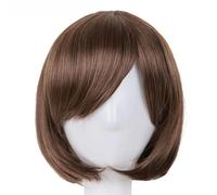 Perruque noire Fei-Show en fibre synthétique résistante à la chaleur, frange oblique, cheveux courts ondulés, cosplay, Halloween, carnaval, postiches pour femmes-1B/30HL-12INCHES