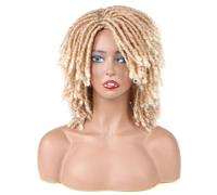 Perruque noire femme homme courte perruque dreadlock perruque synthétique perruque afro bouclée Pour Halloween Costume Party Dating (Blonde)