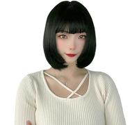 Perruque Noire Pour Femmes, Cheveux Courts, Tête Bobo, Couvre-Chef Pelucheux En Fibre Chimique, Perruque Populaire Japonaise Et Coréenne