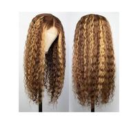 Perruque nouée à la main Perruque Lace Front Wig ombrée en cheveux humains P4/27 blond miel 13x4 Deep Wave Ligne frontale(20inches)