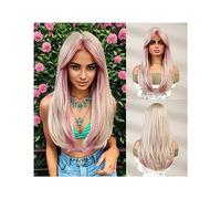 Perruque nouée à la main Rose Blanc Perruque Bonne Qualité Synthétique Femmes Perruques Femme Cosplay Pas Cher avec Livraison Gratuite Usage Quotidien Haute Densité Ligne frontale