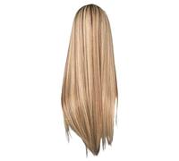 Perruque ombrée 25, 6'' de longue perruque brune et blonde synthétique droite réaliste d'aspect naturel blond avec des racines foncées pour les femmes utilisation quotidienne de cosplay fête