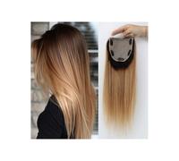 Perruque ombrée en cheveux humains Remy 12,7 x 12,7 cm, base en soie, avec PU et clips, aspect cuir chevelu naturel, for femmes aux cheveux clairsemés. Extensions de cheveux(16 inch)