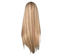 Perruque ombrée, longue perruque brune et blonde 25, 6 pouces, perruques synthétiques droites, perruques blondes réalistes d'aspect naturel avec racines foncées pour femmes, utilisation quotidienne