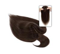 Perruque ondulée 6"-18" Postiche de cheveux humains raides avec frange, 7 x 12,5 cm, base en soie, for femmes ayant des cheveux clairsemés ou une perte de cheveux, 3 clips Poignée de perruque (Size:1