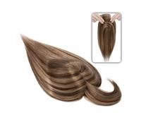 Perruque ondulée 6"-18" Postiche de cheveux humains raides avec frange, 7 x 12,5 cm, base en soie, for femmes ayant des cheveux clairsemés ou une perte de cheveux, 3 clips Poignée de perruque (Size:1