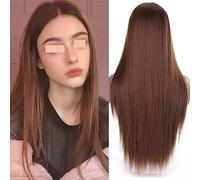 perruque ondulée Bangs D'or Teints Longs Cheveux Droites Perruque Femmes Femmes Gradient Naturel Perruque Synthétique Résistante À La Chaleur perruques de cheveux synthétiques naturels(I)