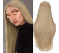 perruque ondulée Bangs D'or Teints Longs Cheveux Droites Perruque Femmes Femmes Gradient Naturel Perruque Synthétique Résistante À La Chaleur perruques de cheveux synthétiques naturels(12)