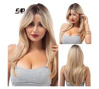 perruque ondulée Blonde Huit Figure Bangs Perruque Synthétique Dames Perruques Longues Couches Convient for Les Fêtes De Tous Les Jours perruques de cheveux synthétiques naturels