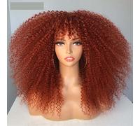 perruque ondulée Cheveux courts Afro Kinky Curly perruque avec franges Synthetic cosplay moelleux perruques naturelles moelleuses for femmes perruques de cheveux synthétiques naturels(02)