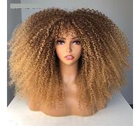 perruque ondulée Cheveux courts Afro Kinky Curly perruque avec franges Synthetic cosplay moelleux perruques naturelles moelleuses for femmes perruques de cheveux synthétiques naturels(01)