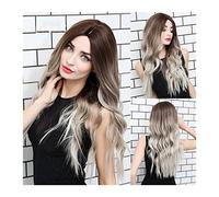 perruque ondulée Cheveux synthétiques 24 pouces longues longues perruques ondulées naturelles for femmes Perruques de fibres résistantes à la chaleur résistantes à la chaleur for la fête DAITY perruqu