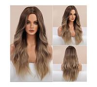perruque ondulée Cheveux synthétiques 24 pouces longues longues perruques ondulées naturelles for femmes Perruques de fibres résistantes à la chaleur résistantes à la chaleur for la fête DAITY perruqu