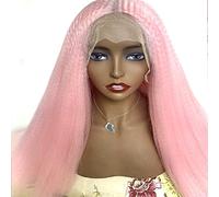 perruque ondulée Kinky Straight High Temperature Fiber Hair Lace Front Wigs for les femmes noires pré-plumées 18-28 pouces synthétique sans colle dentelle frontale perruque perruques de cheveux synthé