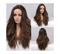 perruque ondulée Long Brown Lace Front Wig with Baby Hair 22 inches Wavy Part lace Synthetic Wigs for Women Natural High Density Heat Resistant Wavy Cosplay Wig perruques de cheveux synthétiques natur