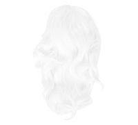 Perruque Ondulée Longue Bouclée Blanche, Cheveux Synthétiques Haute Température, Confortable pour Noël, Halloween, Jeu de Rôle