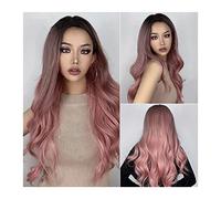 perruque ondulée Ombre rose perruques synthétiques perruques ombre perruques vagues naturelles WIG Perruques de cheveux de 24 pouces Perruques de cheveux naturels résistants à la chaleur doux perruque