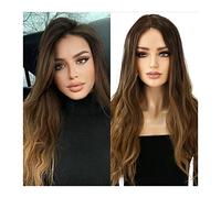 perruque ondulée Perruque à haute température de la fibre 22inch Long Brown Ombre Dentelle Synthetic Perruques for femmes Cheveux naturels Wavy Cosplay Perruques résistantes à la chaleur douce perruqu