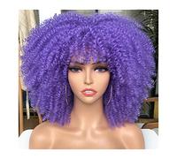 perruque ondulée Perruque avec une frange for les femmes noires cosplay blonde synthétique naturel rouge perruques africain perruques de cheveux synthétiques naturels(03)