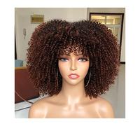 perruque ondulée Perruque avec une frange for les femmes noires cosplay blonde synthétique naturel rouge perruques africain perruques de cheveux synthétiques naturels(02)